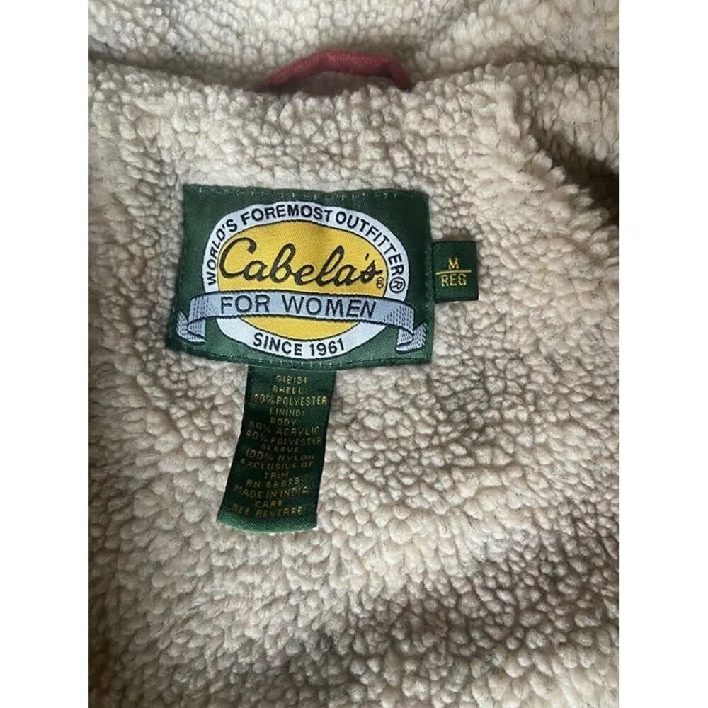 Cabela's Red Fleece Jacket sz M‎ Sherpa Lined Western Casual Cozy Country Chore